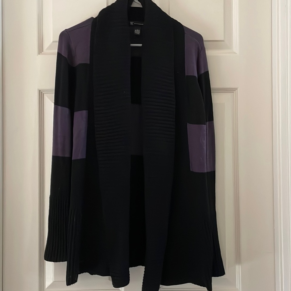 Women's Black and Purple Open Cardigan